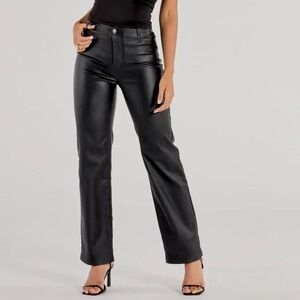 Hollister Vegan Leather Pants Black Ultra High Rise Straight Leg Size 25